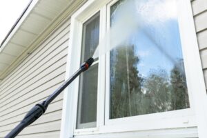 Window pressure cleaning in Melton, VIC.